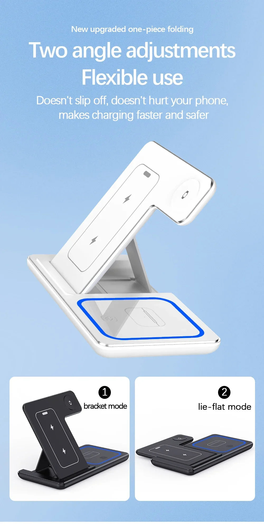 100W 3 in 1 Wireless Charger Holder for Iphone 16 15 14 13 12 Apple Watch S10/9/8 Airpods 4 Pro 2 Foldable Fast Charging Station